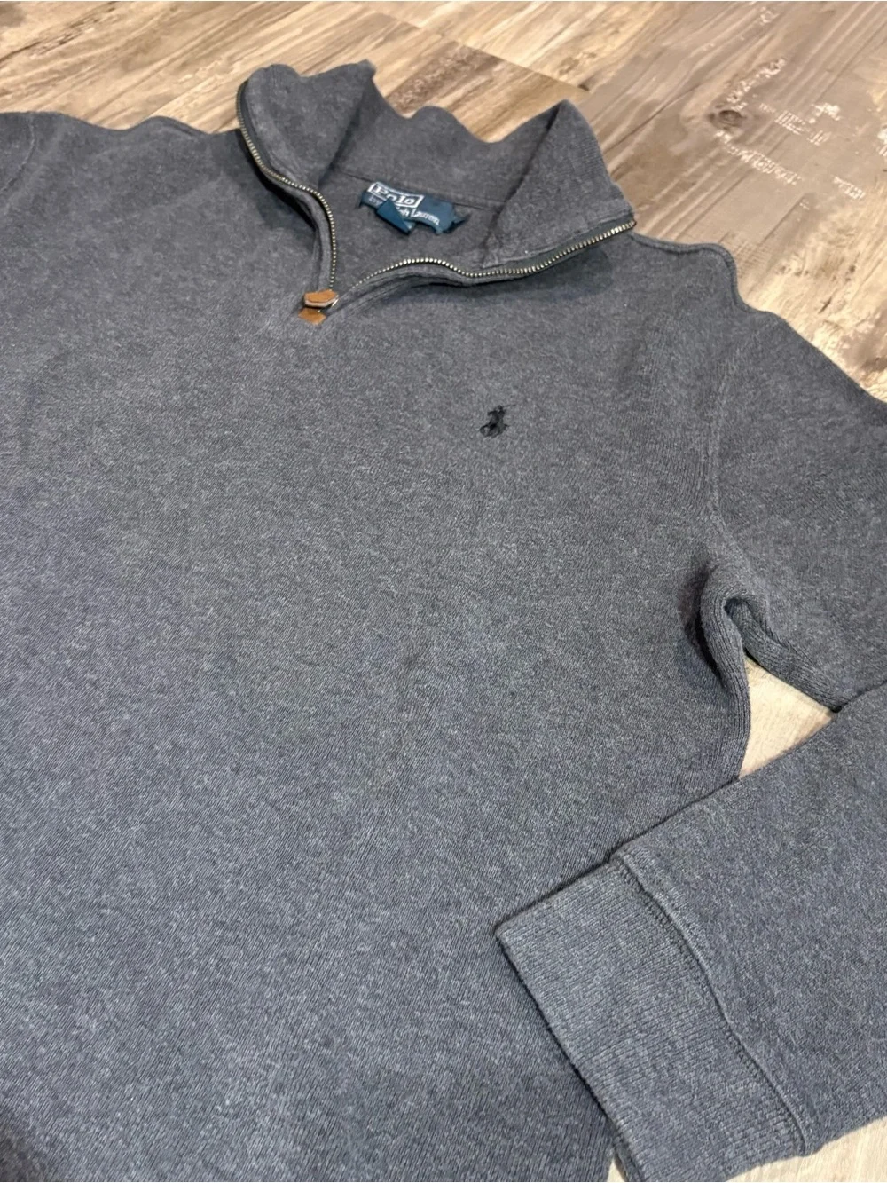 Polo Ralph Lauren quarter-zip cotton pullover charcoal gray SZ M